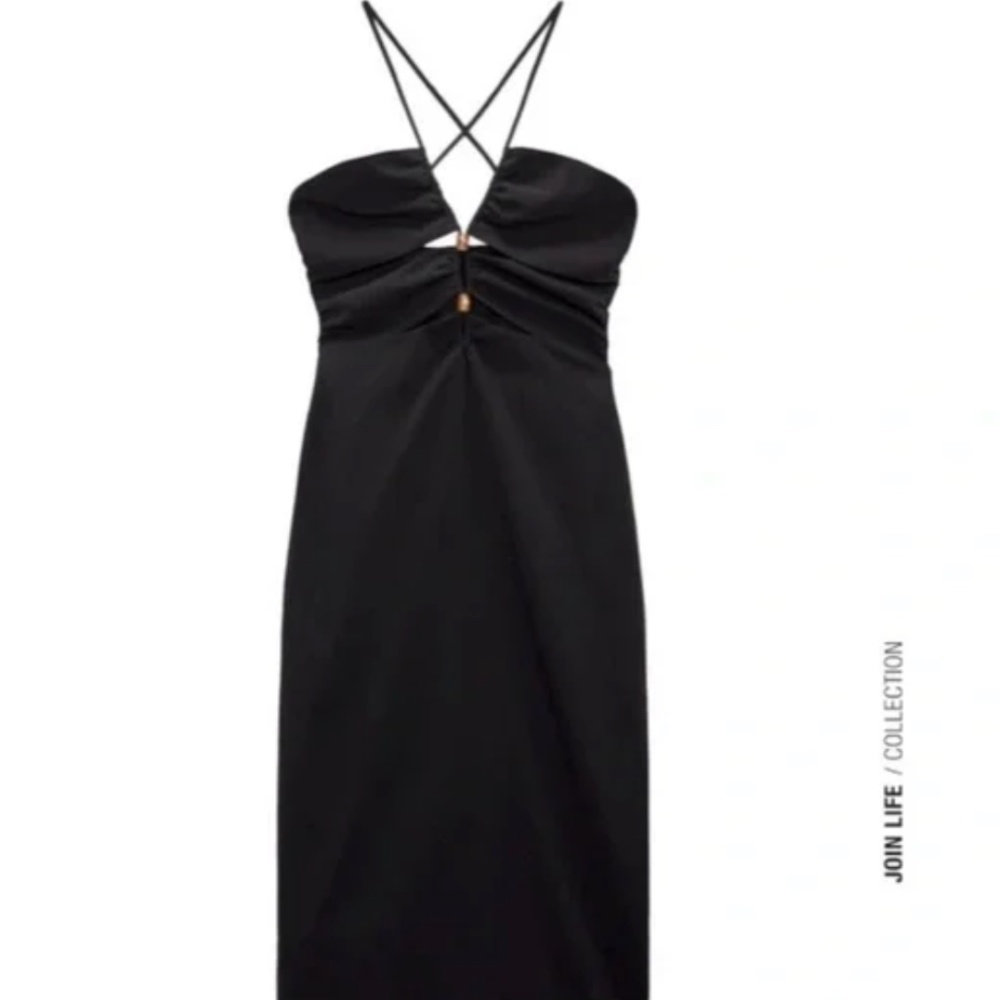 Black Cut-Out Midi Dress w/ Beads